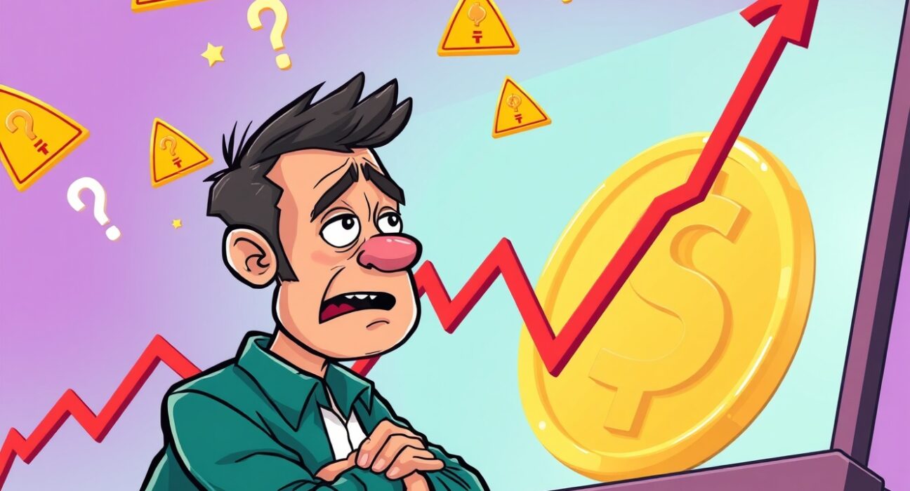 Critical MASA investment warning showing concerned investor analyzing volatile cryptocurrency market