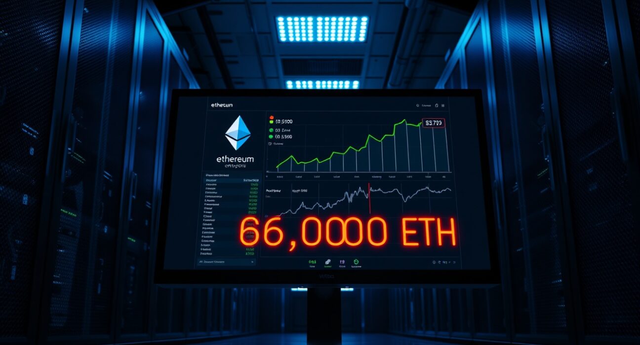 On-chain analytics monitor showing a 63,000 ETH transfer to Coinbase from a suspected CoinShares wallet.
