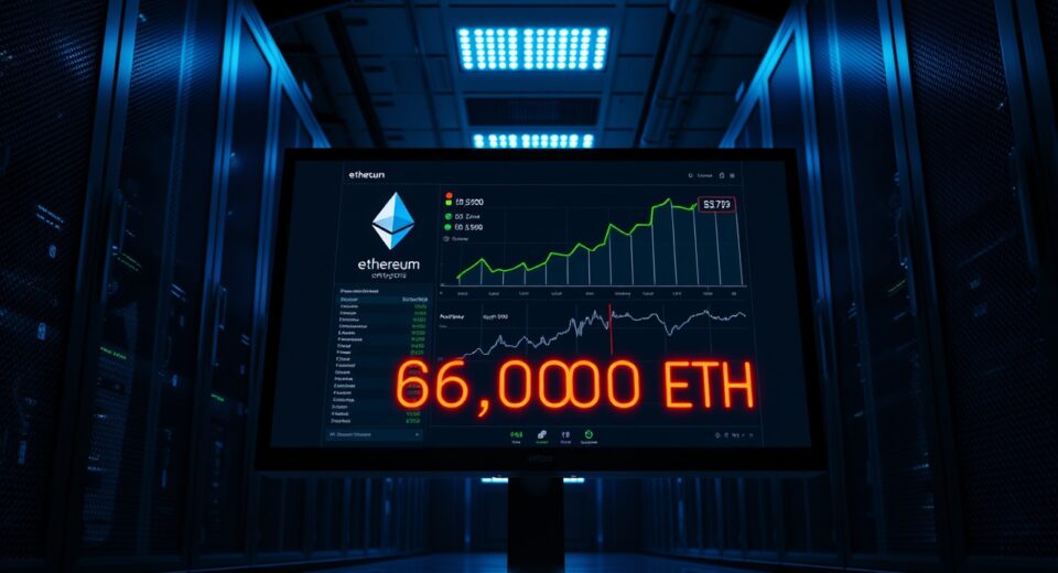 On-chain analytics monitor showing a 63,000 ETH transfer to Coinbase from a suspected CoinShares wallet.