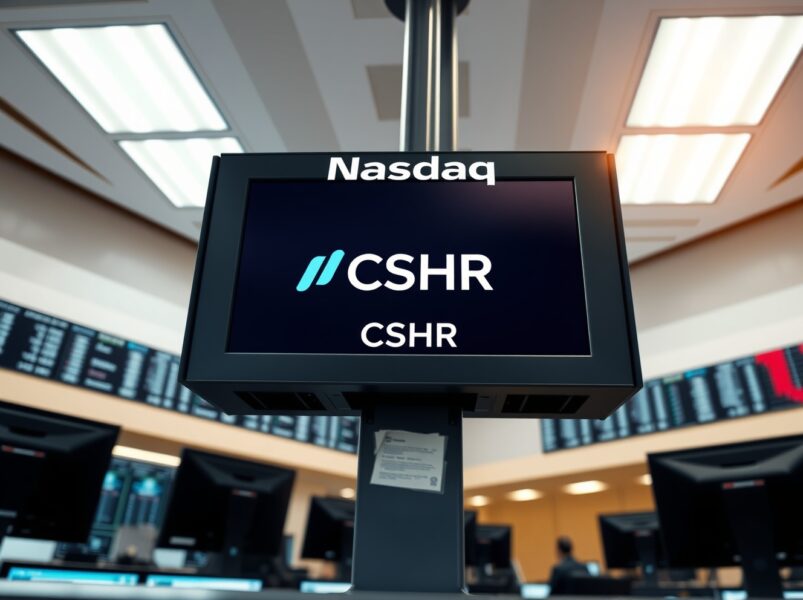 CoinShares Nasdaq listing shown on a professional trading terminal displaying the CSHR ticker.
