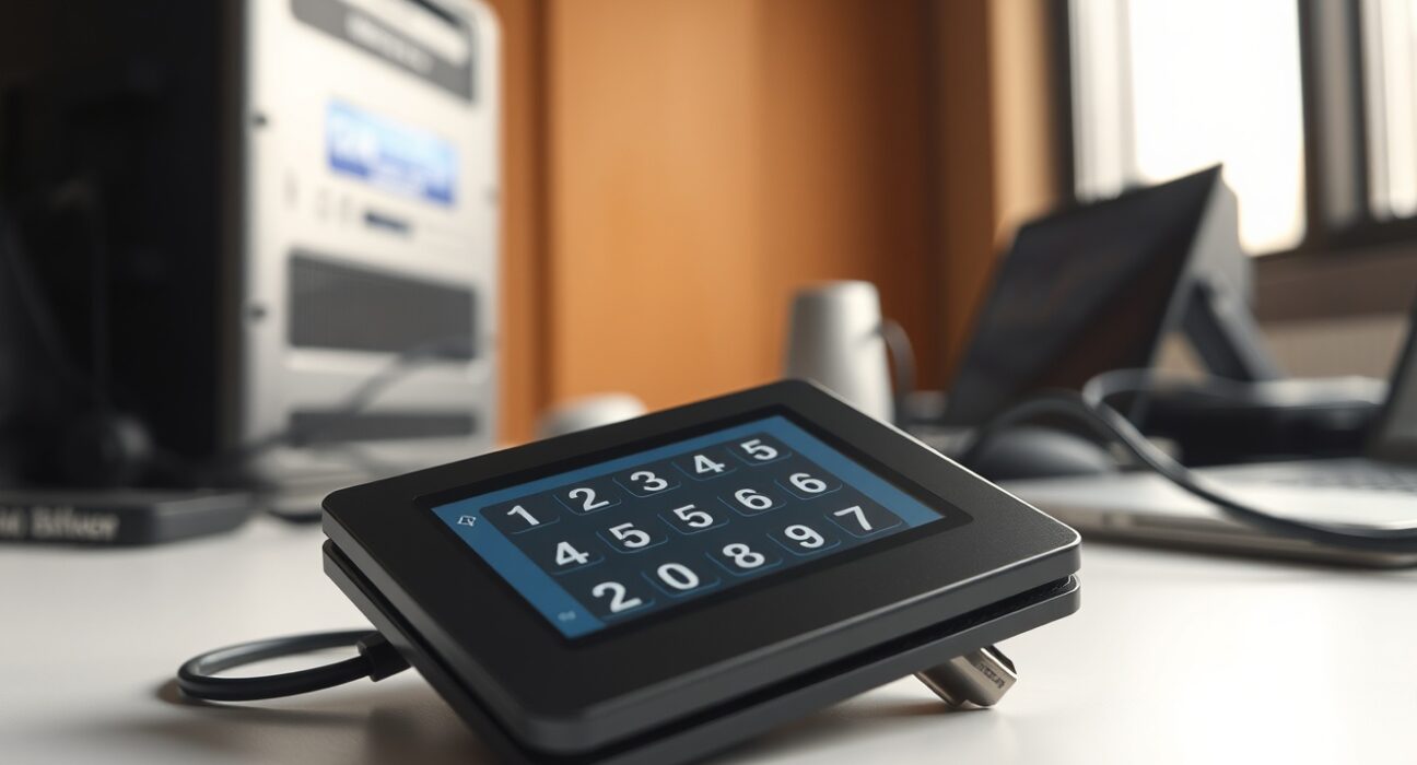 Close-up of a hardware wallet device on a desk, symbolizing the affected Coldcard models.