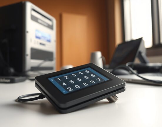 Close-up of a hardware wallet device on a desk, symbolizing the affected Coldcard models.