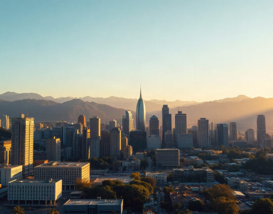 Bogotá skyline at golden hour, symbolizing Colombia's economic growth in Q2 2024.