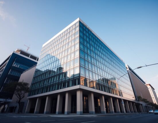 Banco de la Rep&uacute;blica headquarters in Bogot&aacute;, Colombia, on a clear day