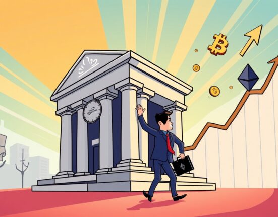 Cartoon of the Federal Reserve making a crucial interest rate cut decision affecting markets.