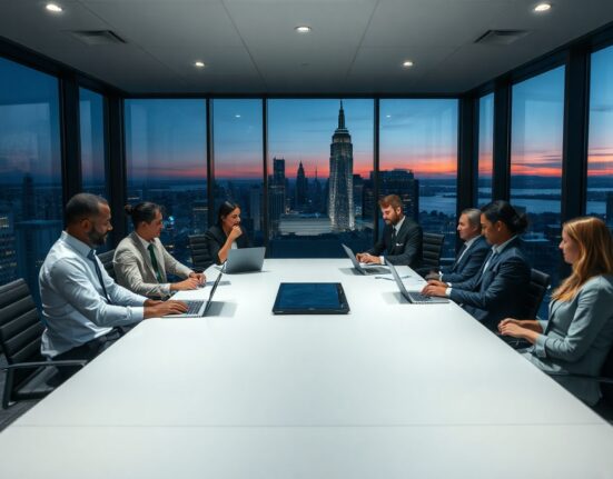 Corporate team meeting in a modern boardroom, representing Compound Finance's strategic shift toward institutional clients.