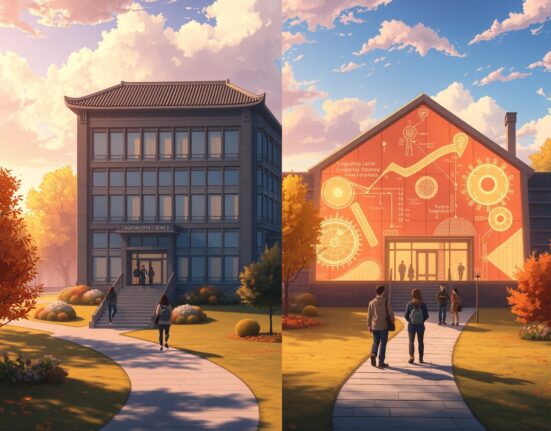 University students choosing between traditional computer science and new AI degree programs during enrollment season