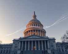 U.S. Capitol building with digital overlay representing AI adoption in Congress
