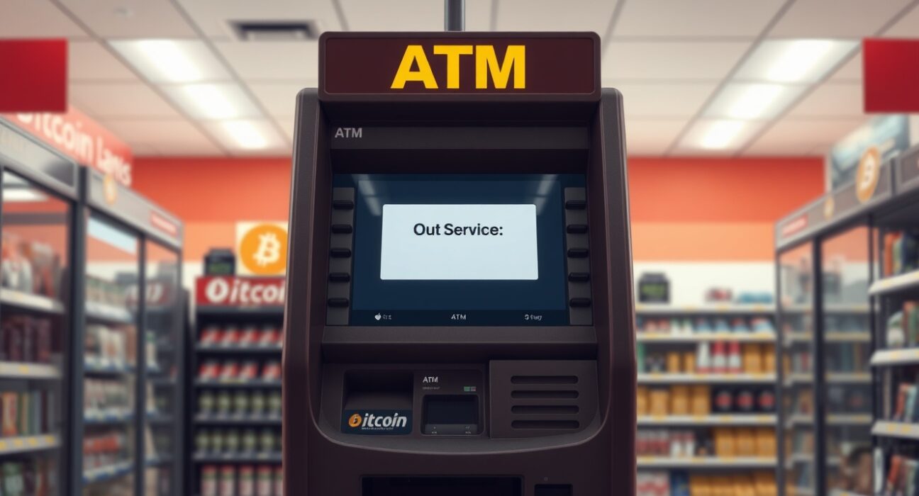 A Bitcoin ATM kiosk ordered out of service following Connecticut regulatory action against Bitcoin Depot.