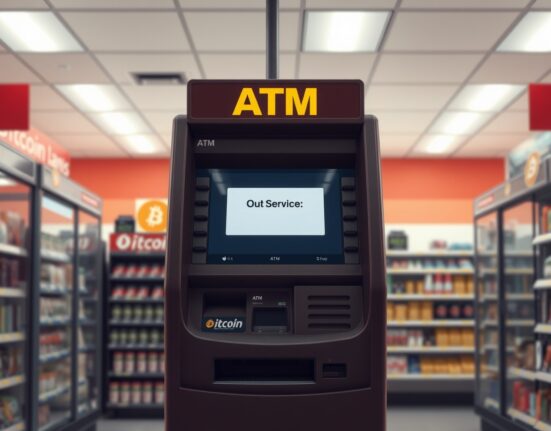 A Bitcoin ATM kiosk ordered out of service following Connecticut regulatory action against Bitcoin Depot.
