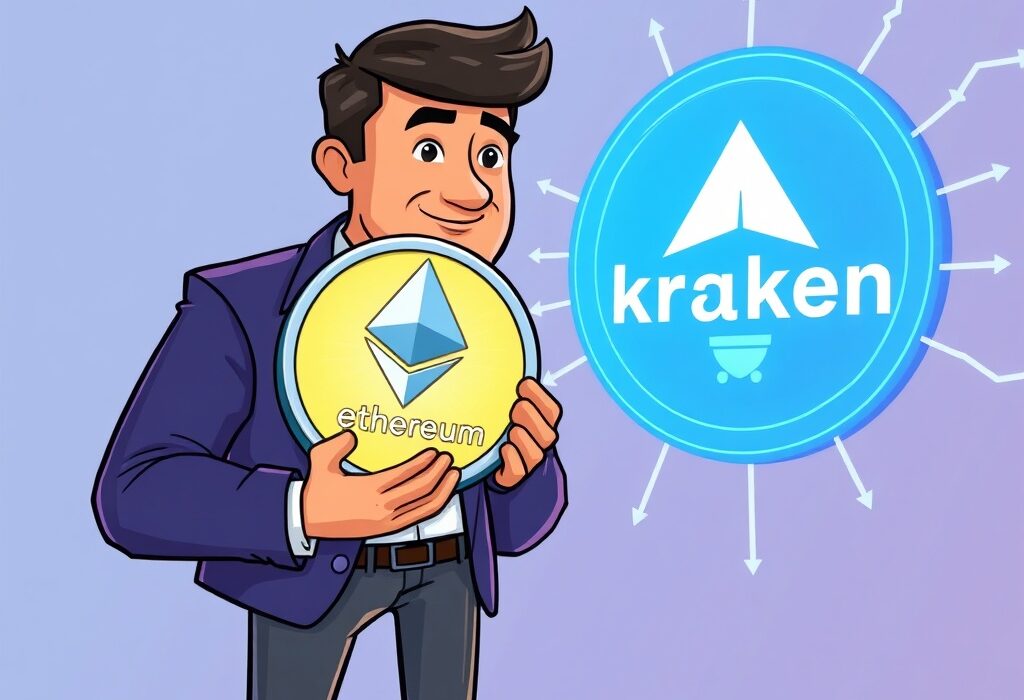 Cartoon depicting a significant Consensys ETH transfer by an executive to a crypto exchange, highlighting a large Ethereum deposit.