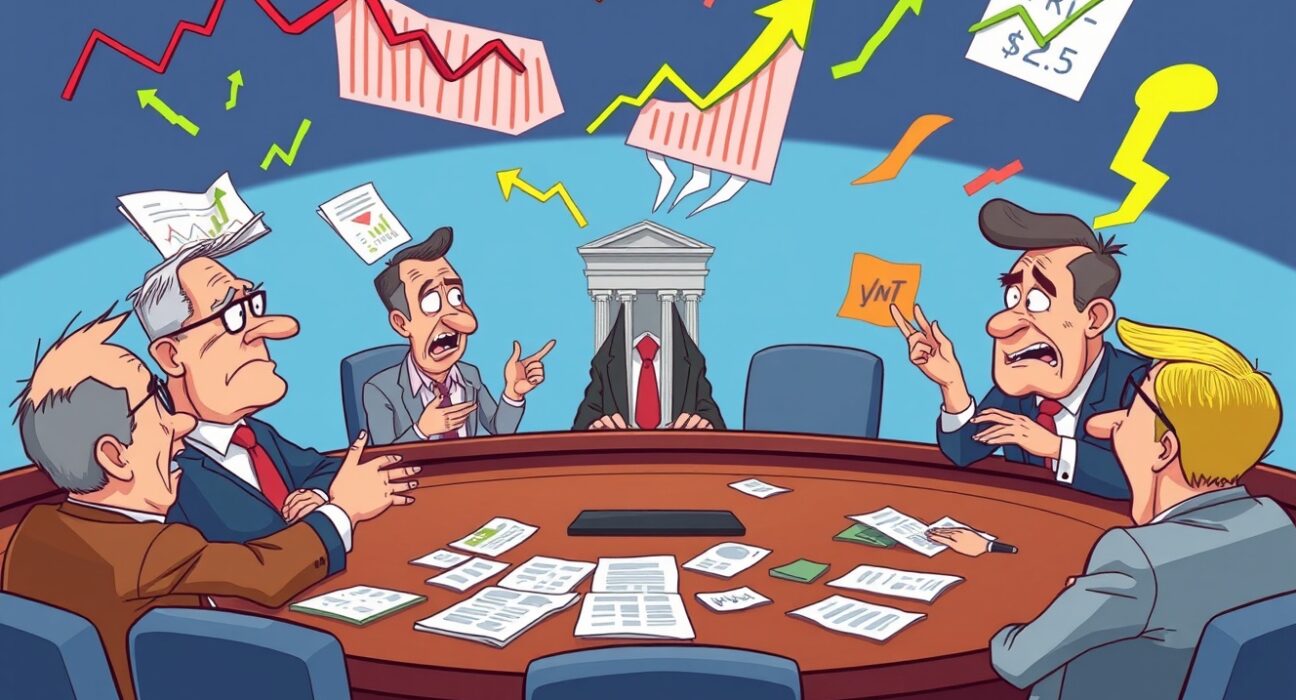 Federal Reserve officials debating the contentious December FOMC vote around conference table