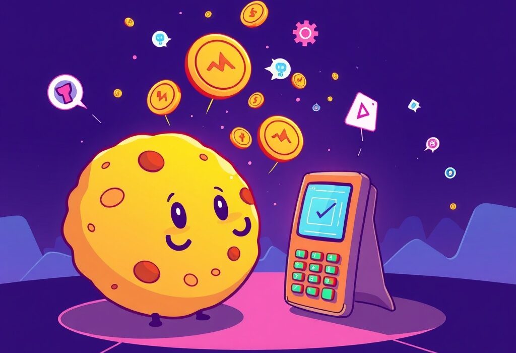 A vibrant cartoon showing Cookie DAO's collaboration with Tria, highlighting the innovative Attention Capital Market campaign.