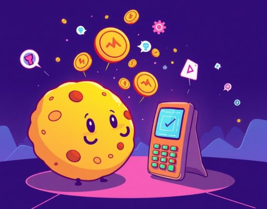 A vibrant cartoon showing Cookie DAO's collaboration with Tria, highlighting the innovative Attention Capital Market campaign.