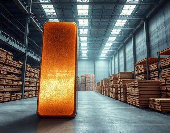 Copper ingots stored in a warehouse, representing the hoarding and potential supply crunch risk analyzed by TD Securities.