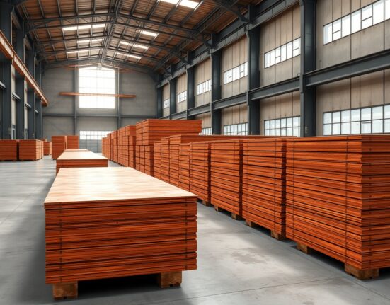 Copper inventory storage in industrial warehouse affecting market prices