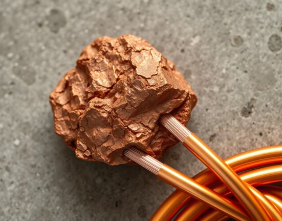 Copper ore and wire representing industrial metal supply and green energy demand