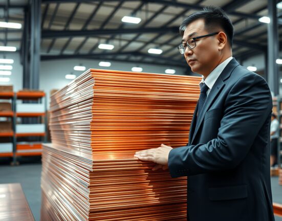 Chinese industrial buyer inspecting copper cathodes during market price pullback