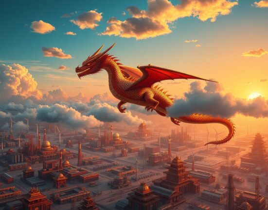 Copper market dynamics driven by Chinese industrial and green energy demand, illustrated metaphorically.