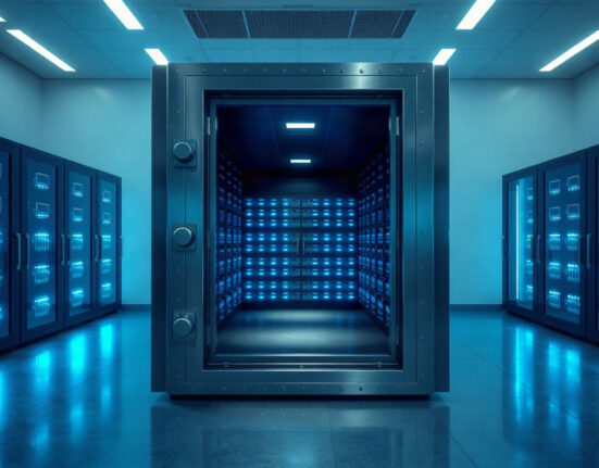 Secure vault door at a digital asset custody facility representing Copper's security infrastructure