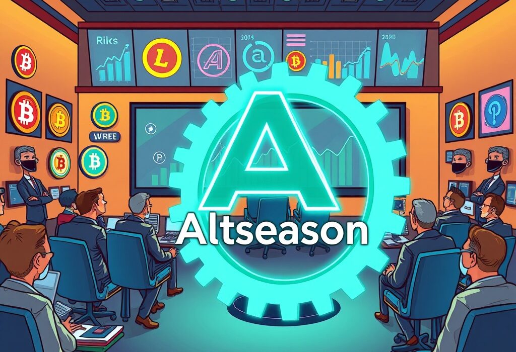 A cartoon illustration showing corporate executives investing in altcoins, symbolizing the ongoing corporate altseason and institutional shift in crypto.