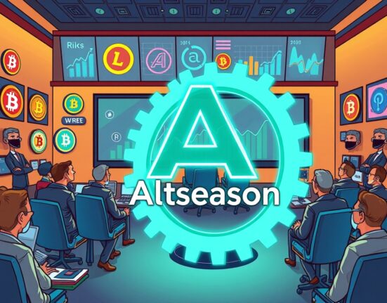 A cartoon illustration showing corporate executives investing in altcoins, symbolizing the ongoing corporate altseason and institutional shift in crypto.