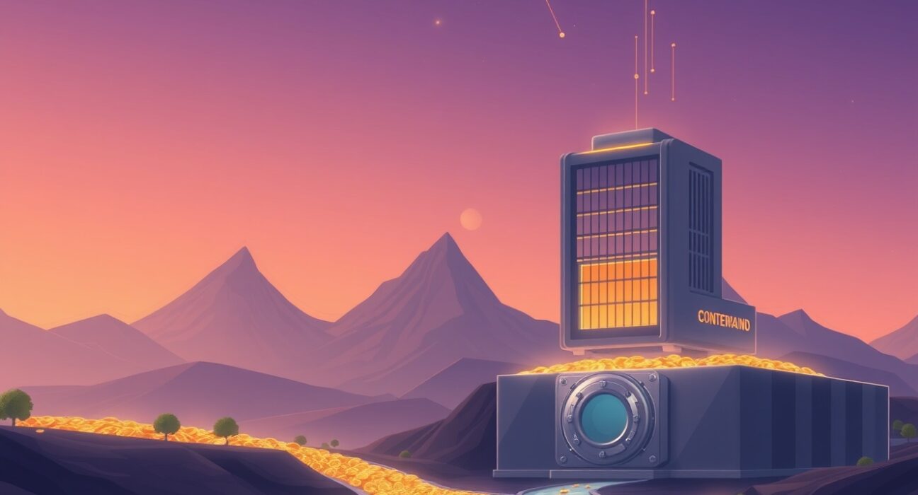 Conceptual illustration of corporate Bitcoin accumulation dwarfing new coin creation.