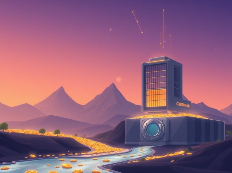 Conceptual illustration of corporate Bitcoin accumulation dwarfing new coin creation.