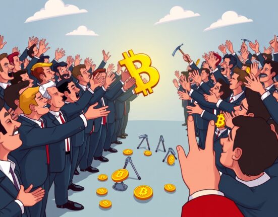 Cartoon showing overwhelming corporate Bitcoin demand outstripping limited new supply, highlighting Bitcoin's growing institutional adoption.