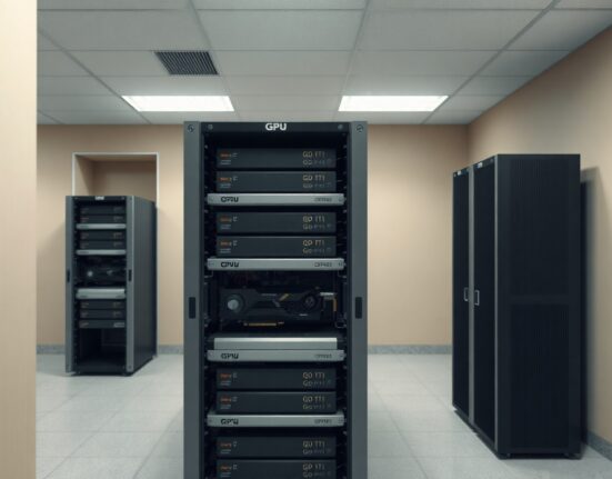 GPU servers in a data center, representing unauthorized crypto mining at a public institute.