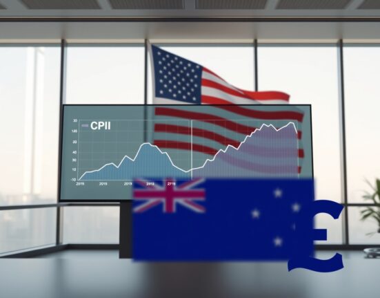 Financial dashboard showing CPI and PPI charts with US flag and Australian dollar symbol