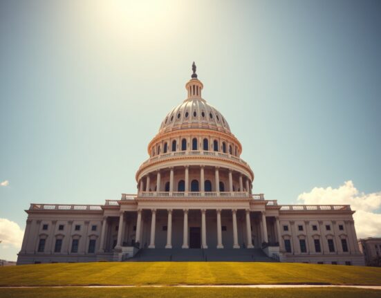 United States Capitol building on a sunny day, representing legislative action on crypto policy.