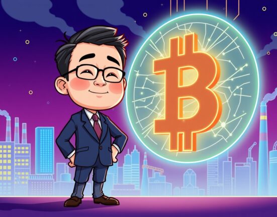 A cartoon illustration of Credit Saison's launch of a new blockchain fund, symbolizing its investment in real-world asset innovation.