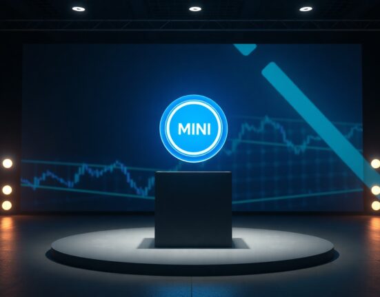 PenguinSwap launchpad MINI token sale event with digital coin on stage