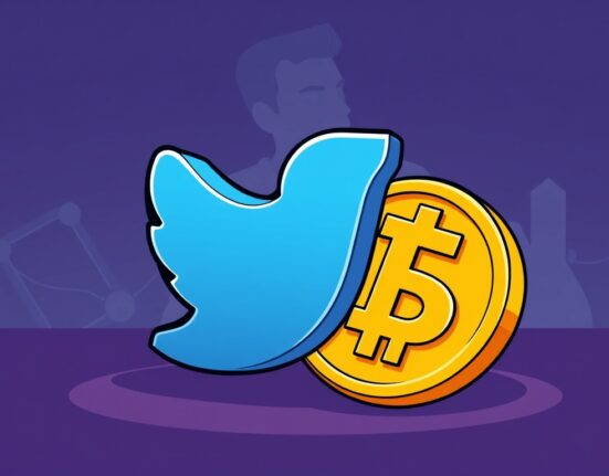 Cartoon illustrating a CRO token integrating with a social media platform, symbolizing Crypto.com's strategic partnership with Truth Social.