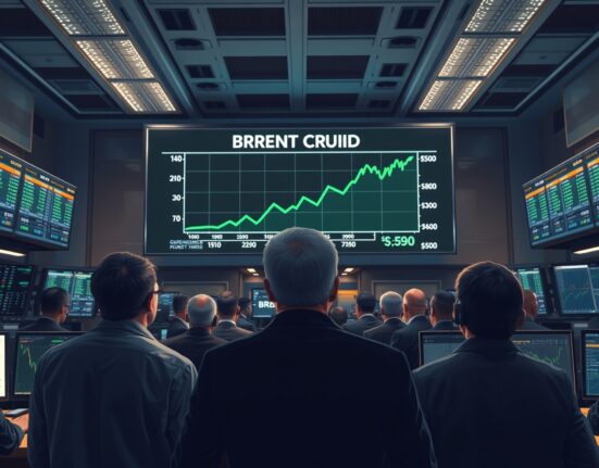 Crude oil price surge above $90 shown on a trading floor display as market uncertainty grows.