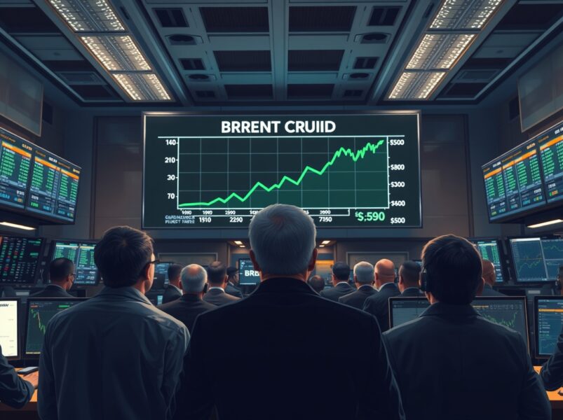 Crude oil price surge above $90 shown on a trading floor display as market uncertainty grows.