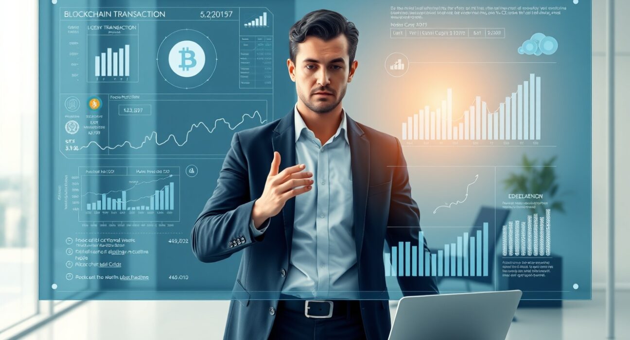 Financial analyst using Cryptio's digital asset accounting and tracking software interface.