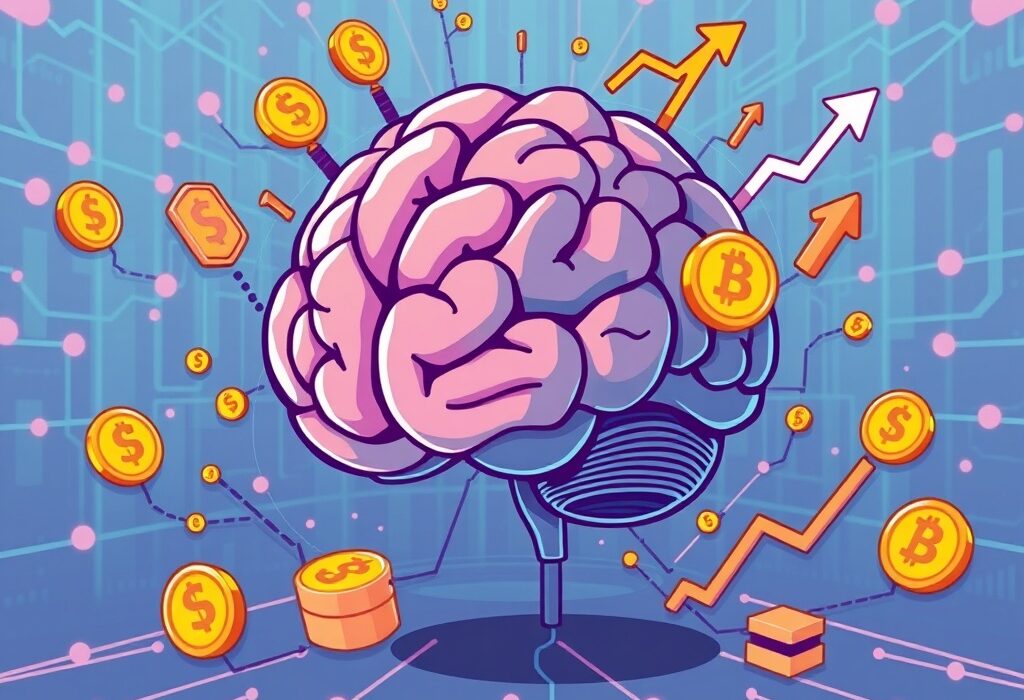 A cartoon illustration showing the massive investment and future growth of Crypto-AI projects.