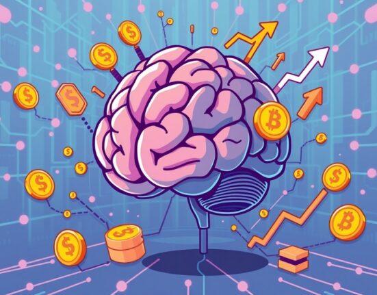 A cartoon illustration showing the massive investment and future growth of Crypto-AI projects.