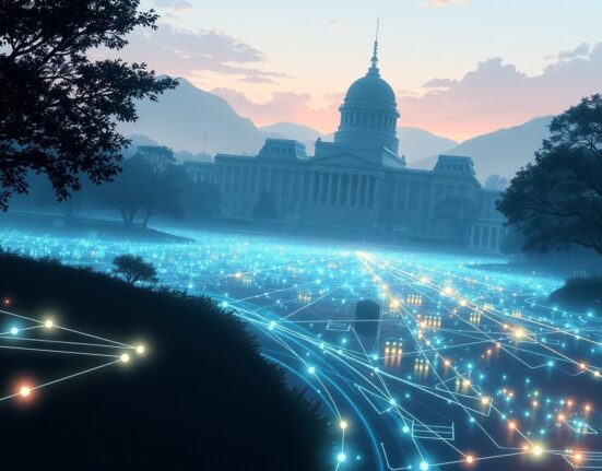 Changpeng Zhao's stance on crypto bailouts and regulatory debate visualized as opposing architectural forces.