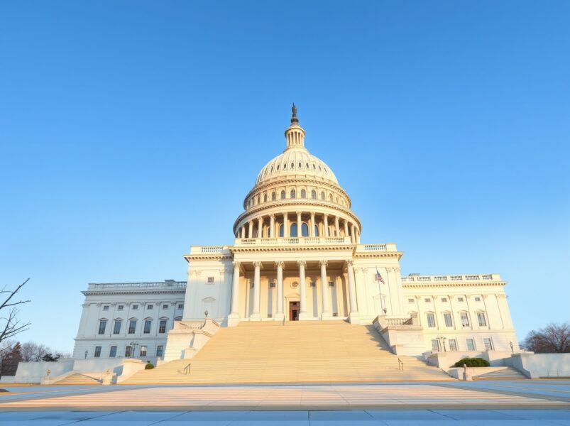 The US Capitol building representing the crucial May hearing for the Crypto Clarity Act.