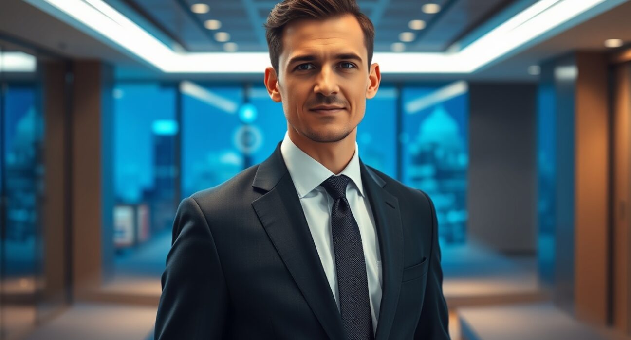 Professional executive Iskandar Vanblarcum in a modern office setting, representing Crypto.com's institutional hiring push.