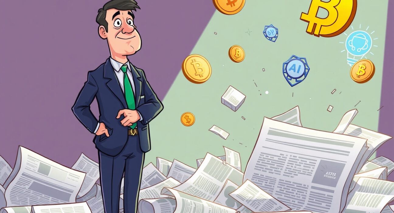 Government official addressing crypto conflict of interest allegations in professional setting