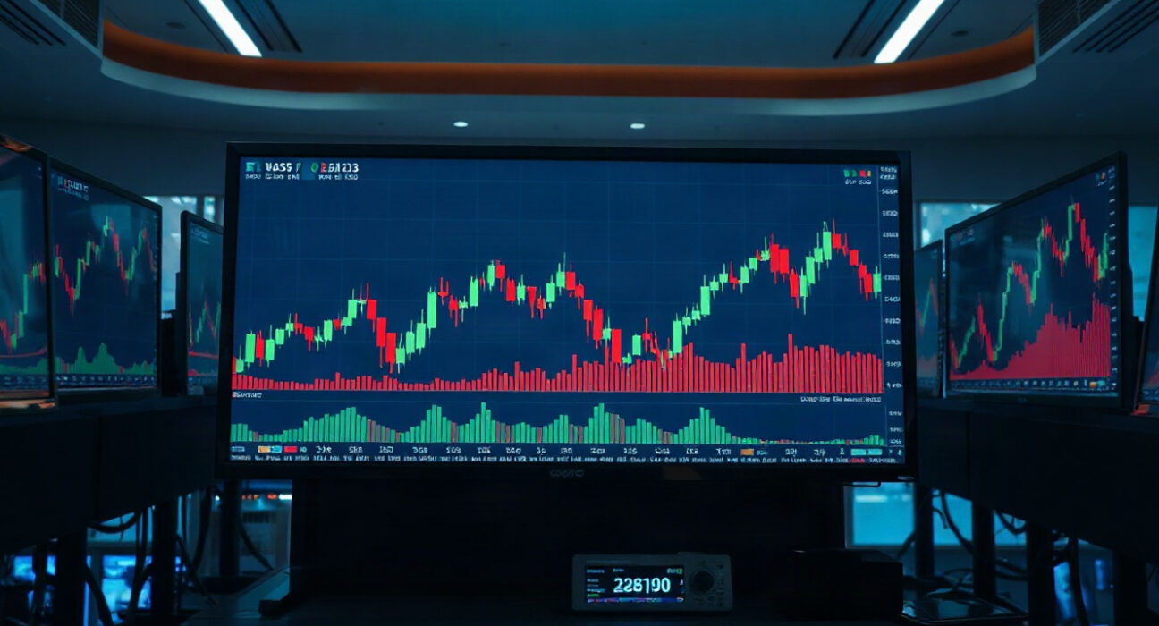 Cryptocurrency price charts on a trading screen during market consolidation