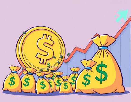 Cartoon illustration of Crypto ETFs receiving massive inflows, symbolizing market growth and investor confidence.