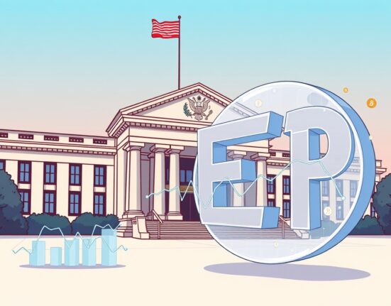 A cartoon illustration showing the SEC's approval of in-kind transactions for crypto ETPs, symbolizing a new era for digital asset investments.