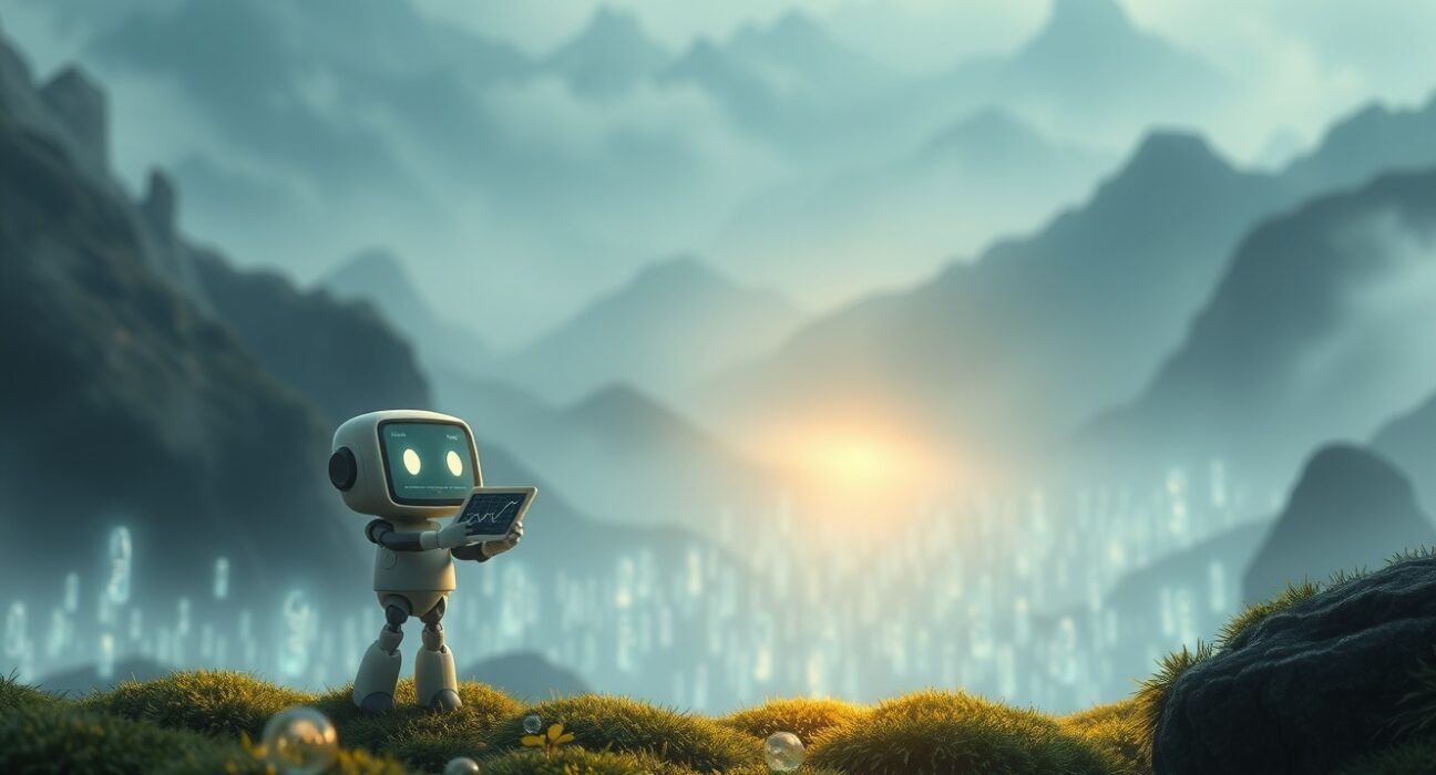 The Crypto Fear & Greed Index indicating a fearful market sentiment of 42, visualized as a downtrend in a data landscape.