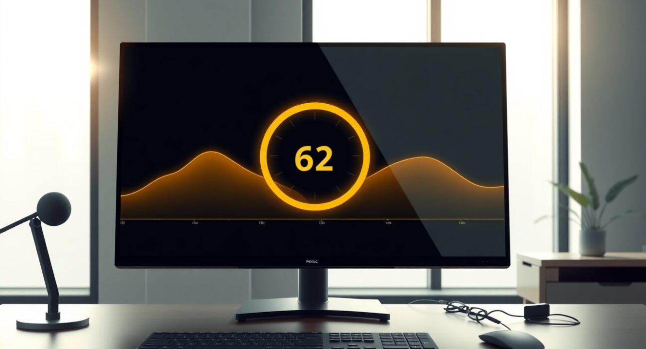 Professional trading desk display showing the Crypto Fear & Greed Index at 62 in neutral territory.