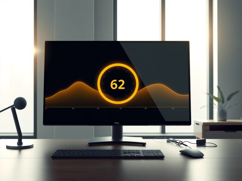 Professional trading desk display showing the Crypto Fear & Greed Index at 62 in neutral territory.